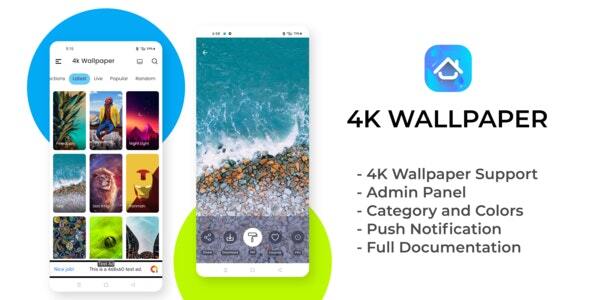 Aplicativo Android - Aplicativo de papel de parede 4K com papel de parede ao vivo e painel de administração